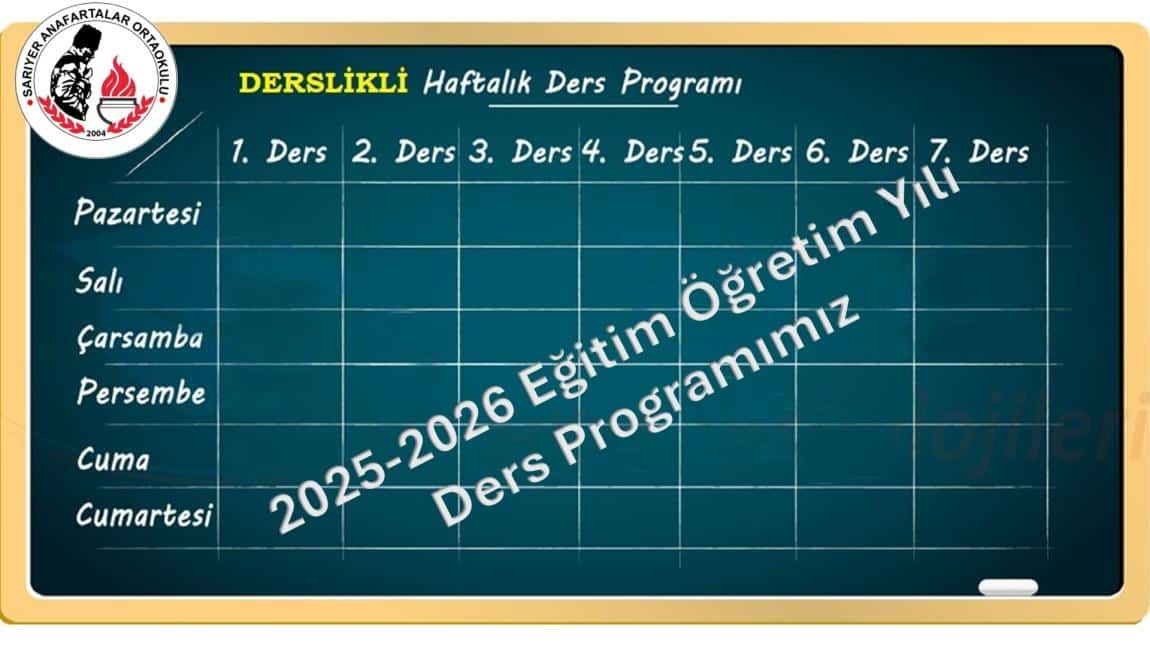 2025-2026 Eğitim Öğretim Yılı Ders Programımız 